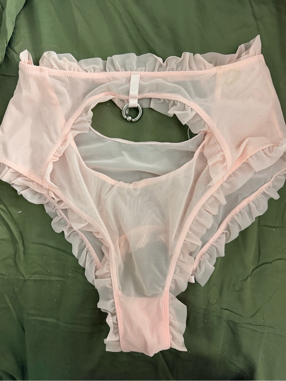 The end | Sheer Ruffle High-Waist Briefs with Ring Accent - Light Pink